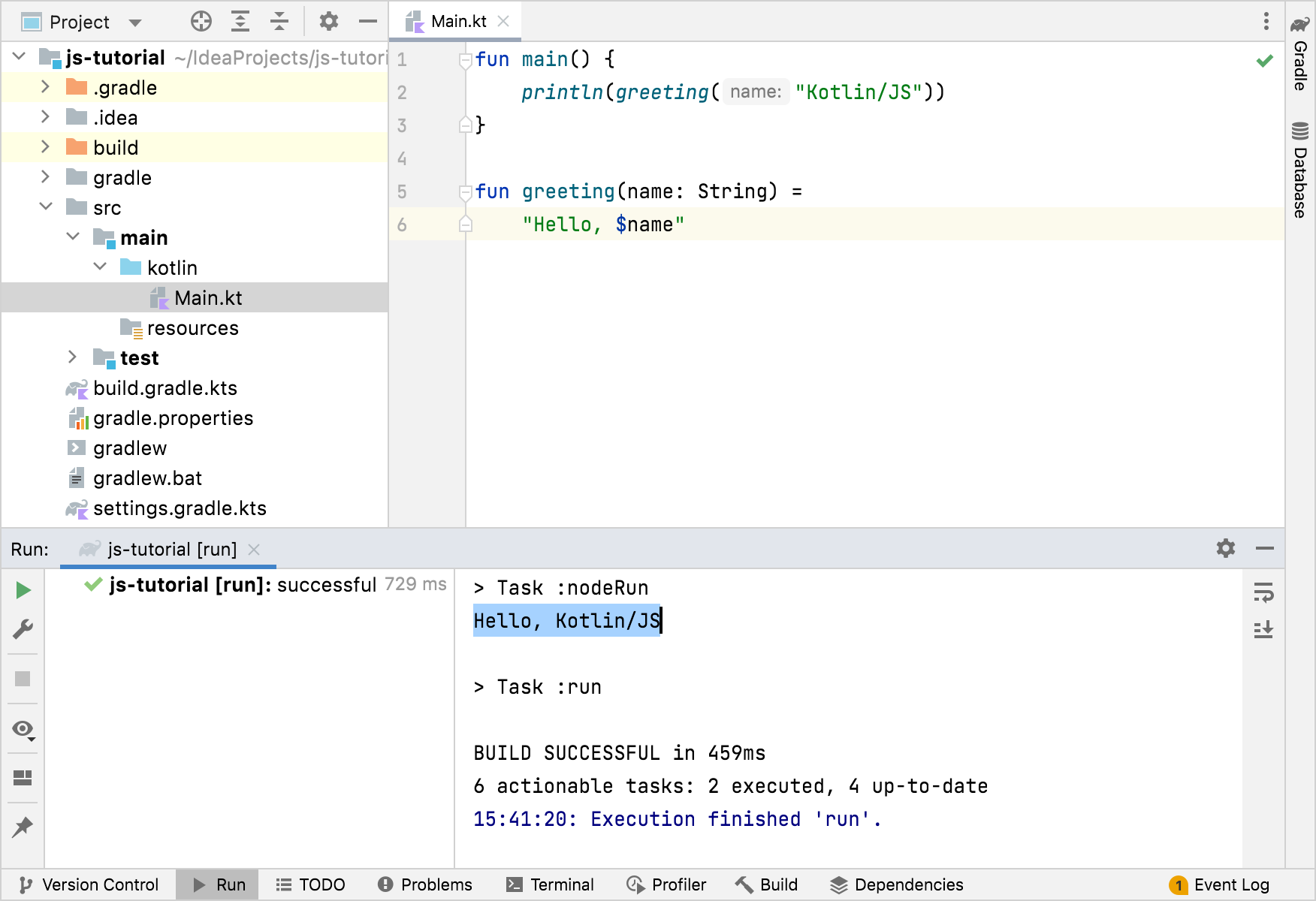 Executing a Kotlin JS program in IntelliJ IDEA