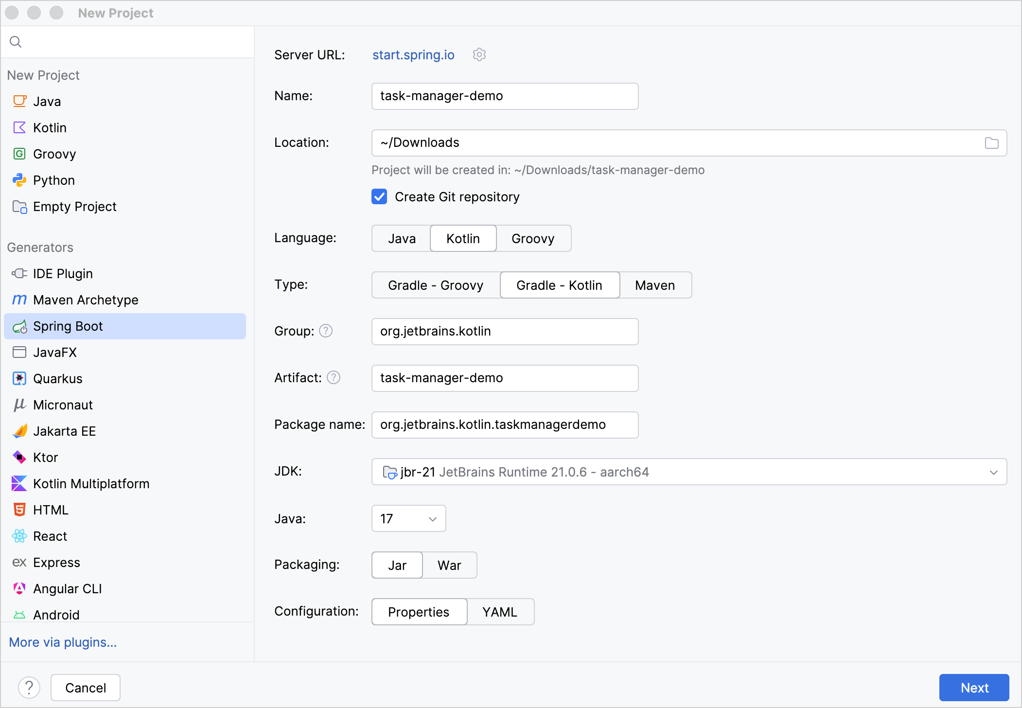 Create Spring Boot project Create Spring Boot project