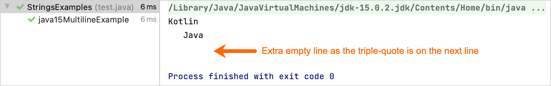 Java 15 multiline output