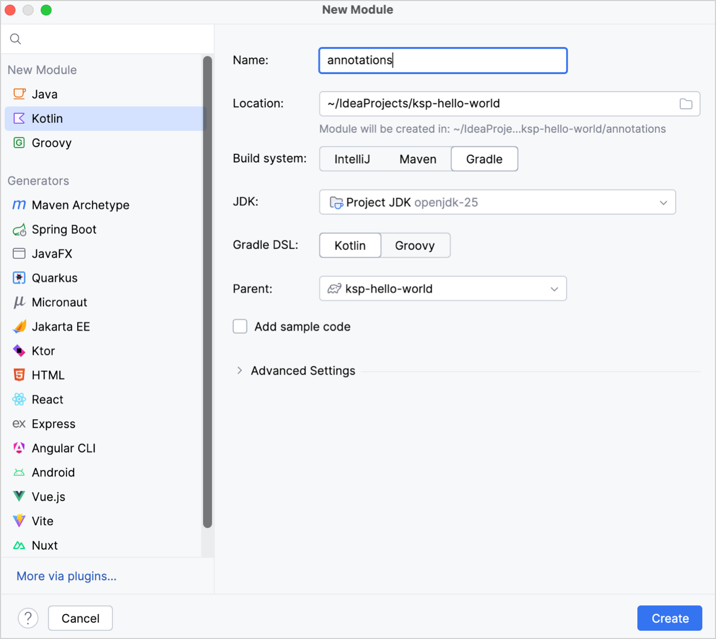 Creating a new module