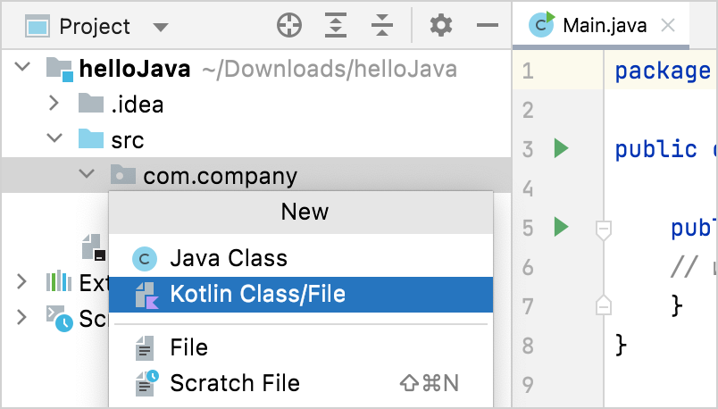 Add new Kotlin file class