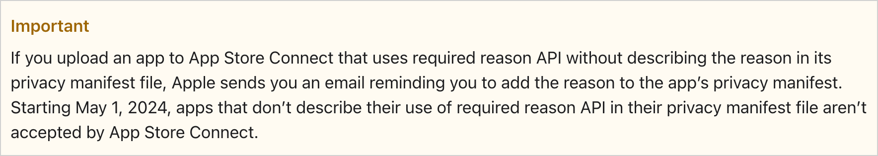 Required reasons warning Required reasons warning