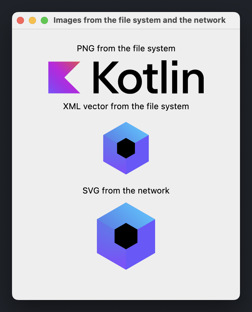 Images loaded from the file system and the network