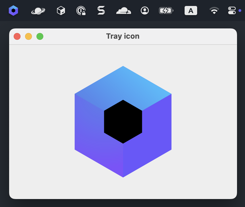 A tray icon in the macOS menu bar