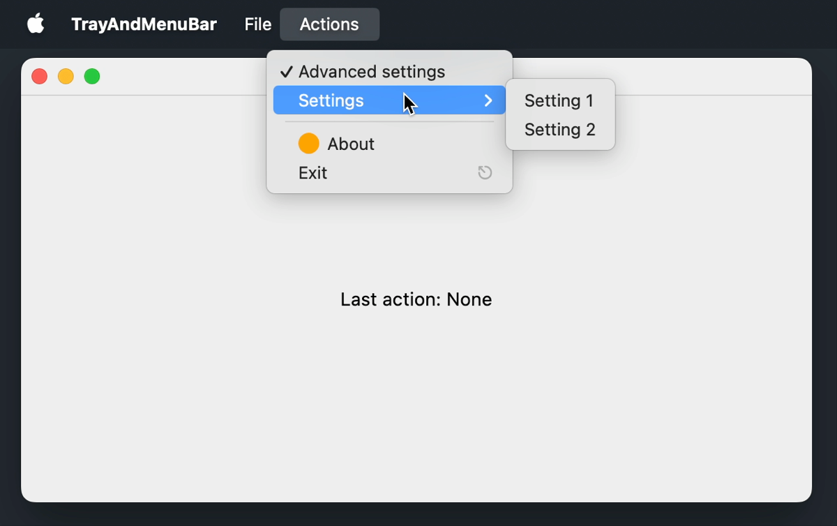Desktop menu bar