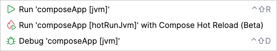 Run Compose Hot Reload from gutter