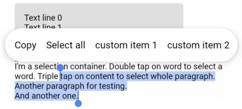 Context menu for SelectionContainer Context menu for SelectionContainer