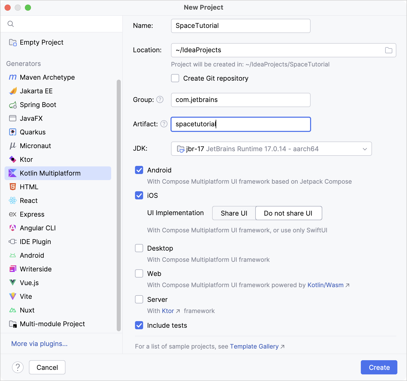 Create Ktor and SQLDelight Multiplatform project