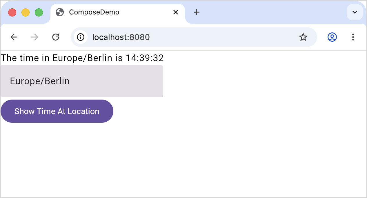 Time display in the Compose Multiplatform app on the web