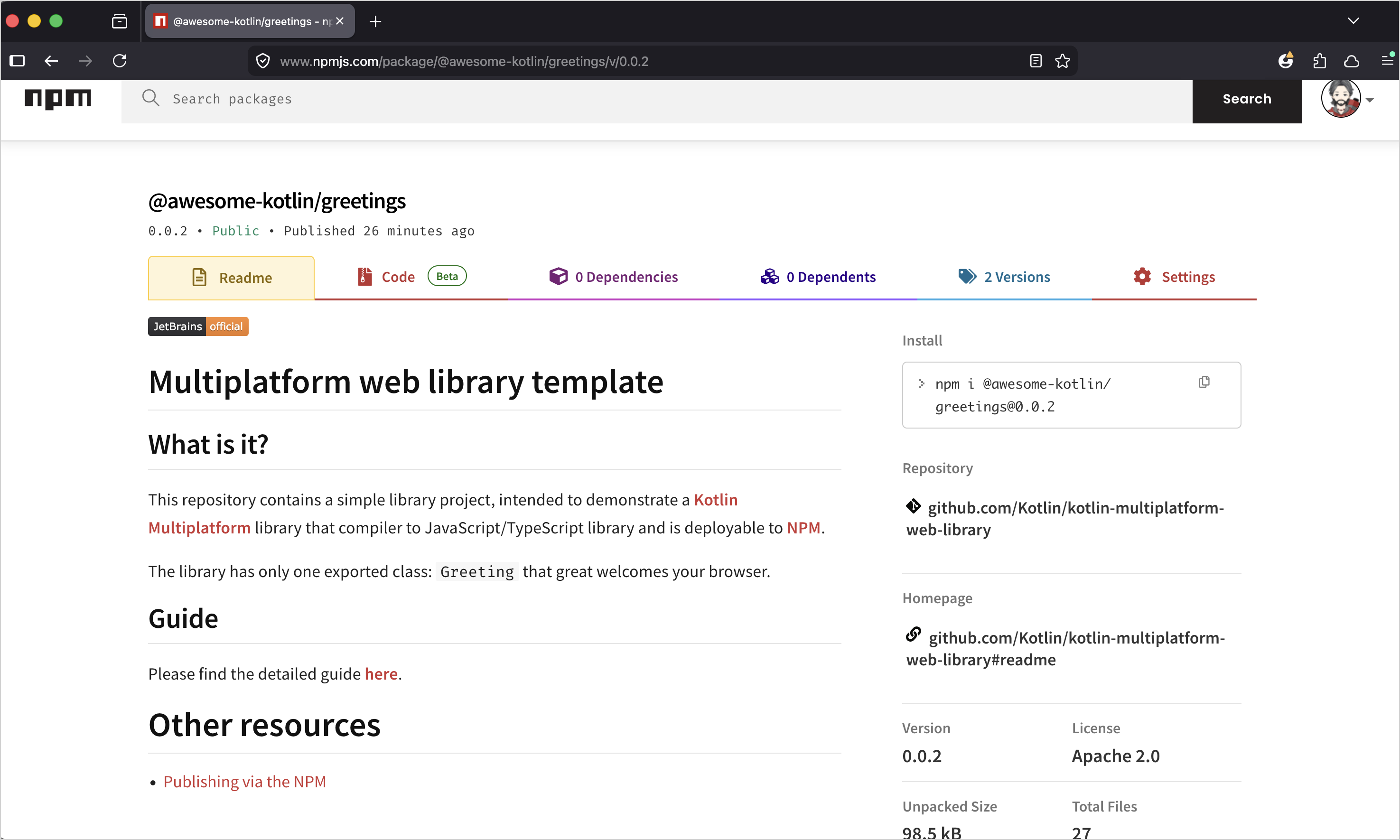 Published library on npm from CI/CD